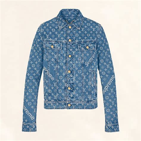 lv supreme blue jacket|supreme louis vuitton denim jacket.